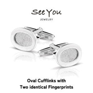 【See You Jewelry】オーバル型指紋刻印カフリンクス(左右同一タイプ)