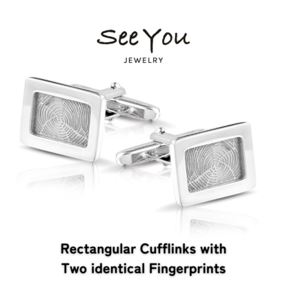 【See You Jewelry】レクタングル型カフリンクス（左右同一指紋刻印タイプ）