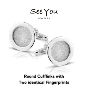 【See You Jewelry】ラウンド型カフリンクス(左右同一指紋刻印タイプ)